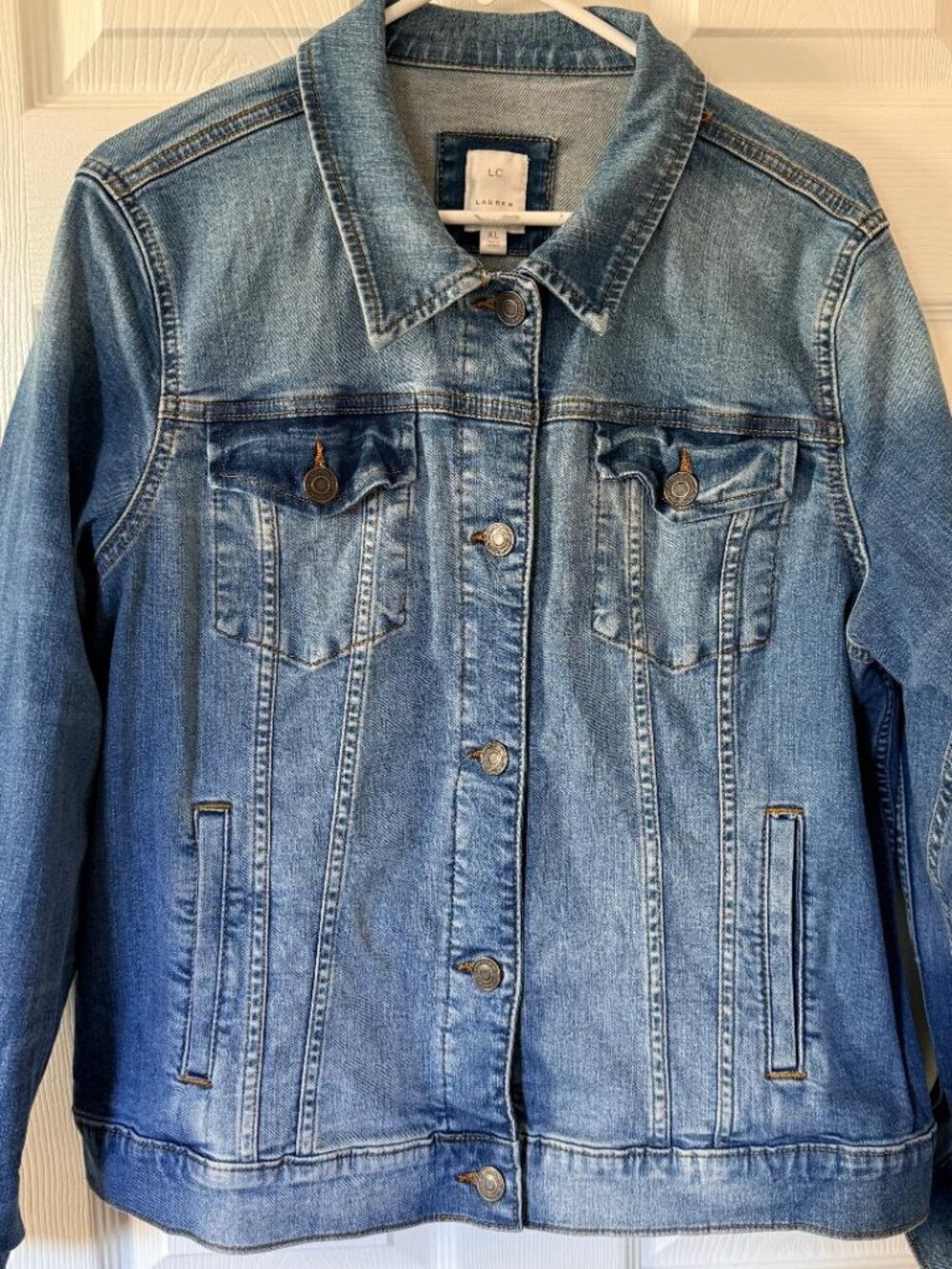 Women's LC Lauren Conrad Core Denim Jacket, Color: Blue Denim, Size: XL